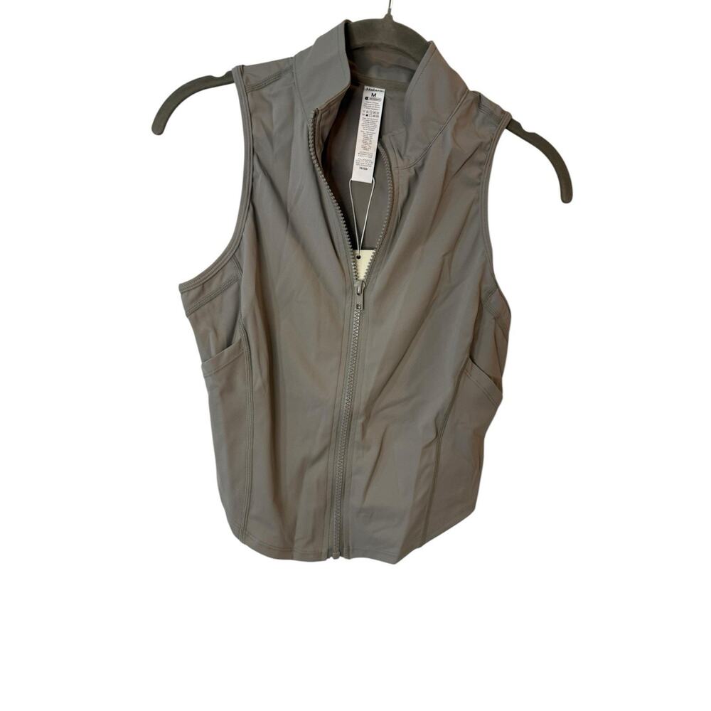 Halara Vest Womens M Light Gray Zip Front Sleeveless Athletic NWT